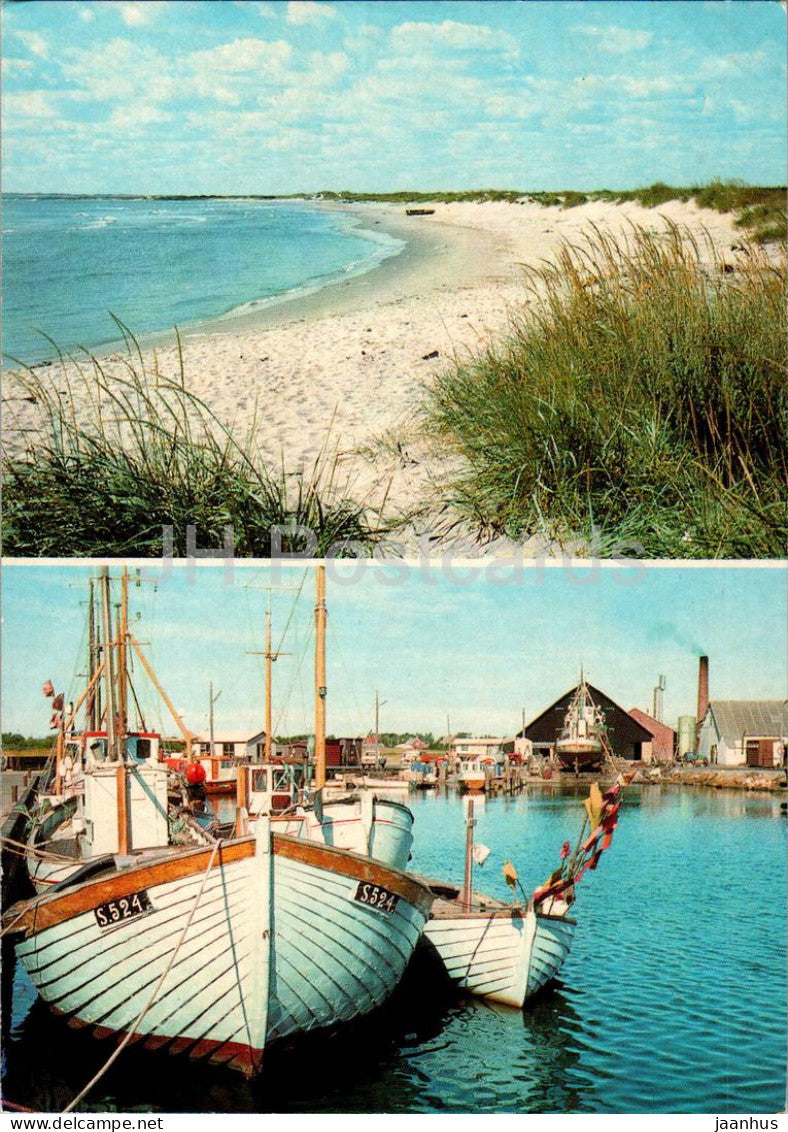 Aalbaek Strand - Havn - beach - port - boat - 8104 - Denmark - used - JH Postcards