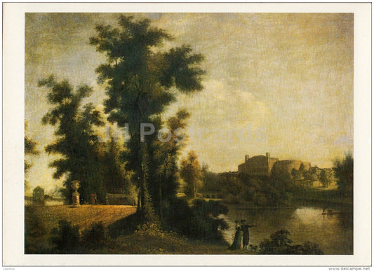 painting by S. Shchedrin - View of the Gatchina Palace from Long Island - Russian art - 1984 - Russia USSR - unused - JH Postcards