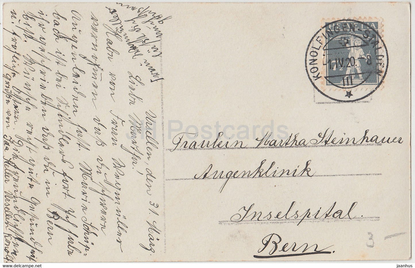 Ostergrußkarte - Gesegnete Ostern - Kind - Lamm - 7011/5 - alte Postkarte - 1920 - Deutschland - gebraucht