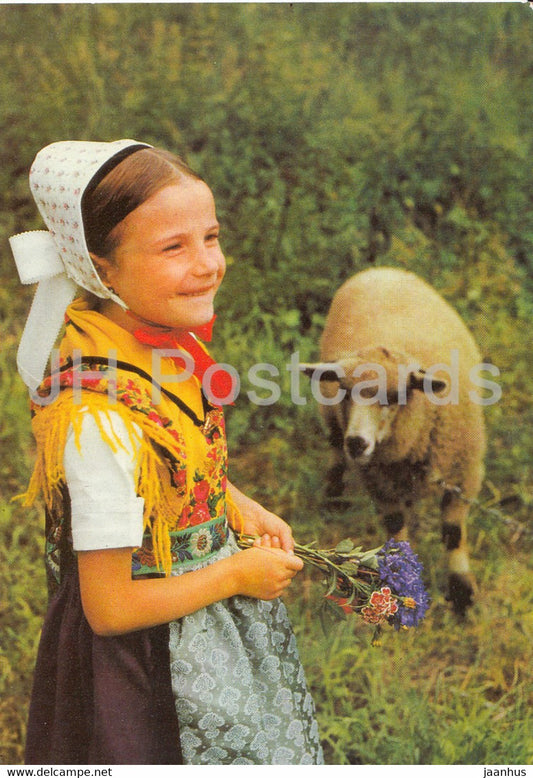 Sorbische Kindertracht aus der Spremberger Gegend - sheep - folk costumes - Germany DDR - unused - JH Postcards