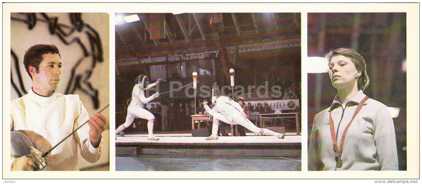 Vladimir Nazlymov - Valentina Sidorova - fencing - sabre - Soviet Olympic sport champions - 1979 - Russia USSR - unused - JH Postcards