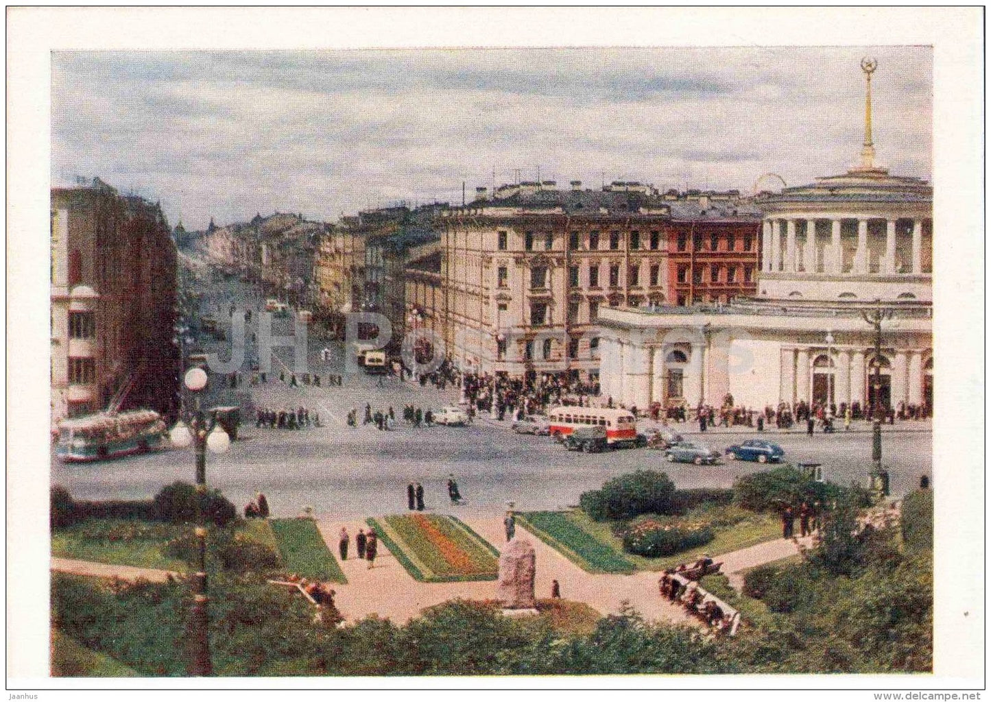 Nevsky prospekt viewed from Uprising square - bus - trolleybus  Leningrad - St. Petersburg - 1959 - Russia USSR - unused - JH Postcards