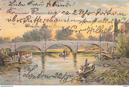 London - Kew Bridge - illustration - old postcard - 1904 - England - United Kingdom - used - JH Postcards