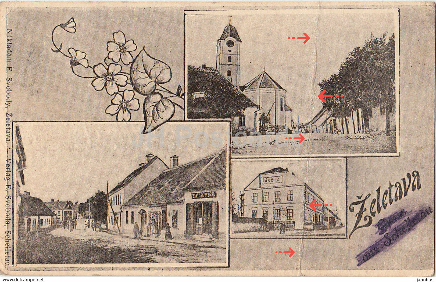 Zeletava - old postcard - Czech Republic - used - JH Postcards