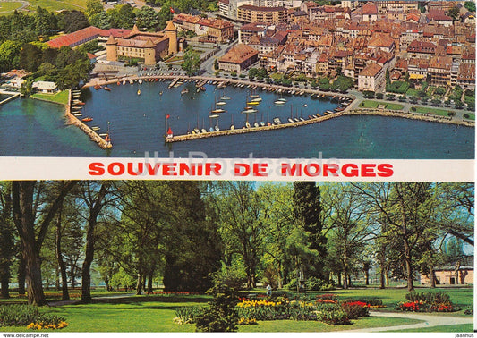 Souvenir de Morges - harbour - park - multiview - MR 20 - Switzerland - unused - JH Postcards