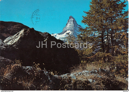 Zermatt auf dem Weg zum Grindjisee mit Matterhorn 4478 m - 1975 - Switzerland - used - JH Postcards