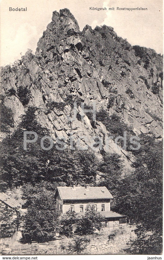 Bodetal - Konigsruh mit Rosstrappefelsen - 302 - old postcard - Germany - unused - JH Postcards