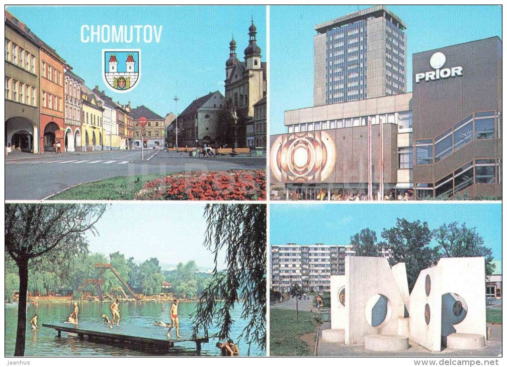 Chomutov - town views - architecture - Czechoslovakia - Czech - used 1983 - JH Postcards