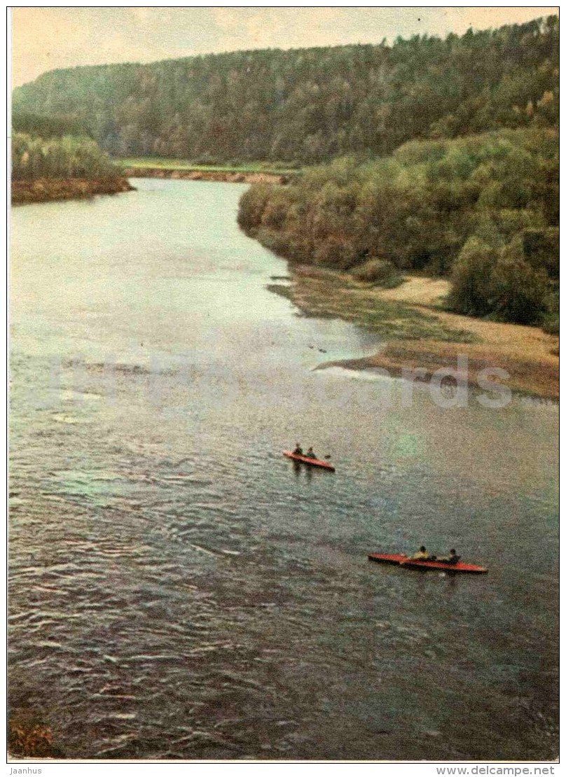 Down the Gauja river - kayak - Sigulda - 1971 - Latvia USSR - unused - JH Postcards