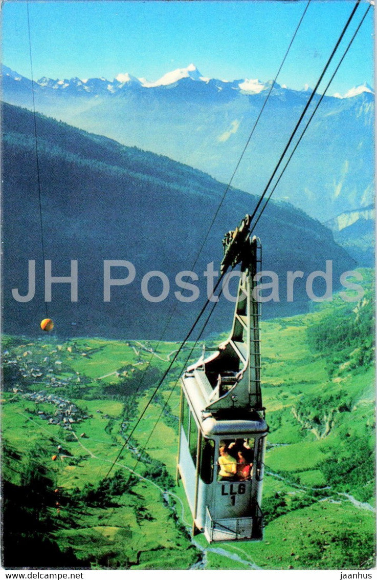 Luftseilbahn Leukerbad Gemmipass - Weisshorn - Matterehorn - cable car - 1959 - old postcard - Switzerland - used - JH Postcards