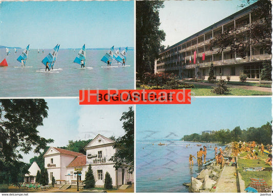 Boglarlelle - windsurfing - beach - hotel - architecture - multiview - 1982 - Hungary - used - JH Postcards