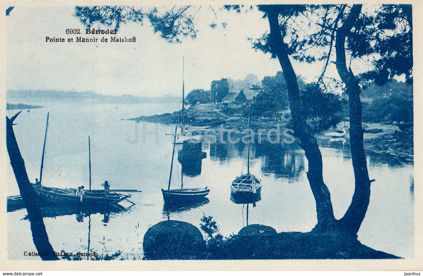 Benodet - Pointe et Manoir de Malakoff - 6902 - boat - old postcard - France - unused - JH Postcards