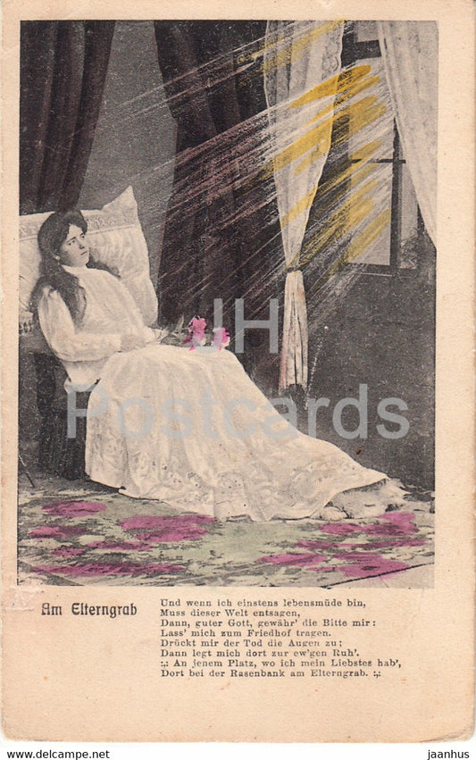 Am Elterngrab - woman - D & C B - Serie 2145 - old postcard - Germany -  unused - JH Postcards