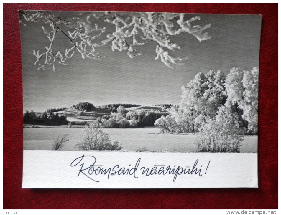 New Year Greeting  Card - winter landscape - 1967 - Estonia USSR - used - JH Postcards