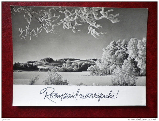 New Year Greeting  Card - winter landscape - 1967 - Estonia USSR - used - JH Postcards