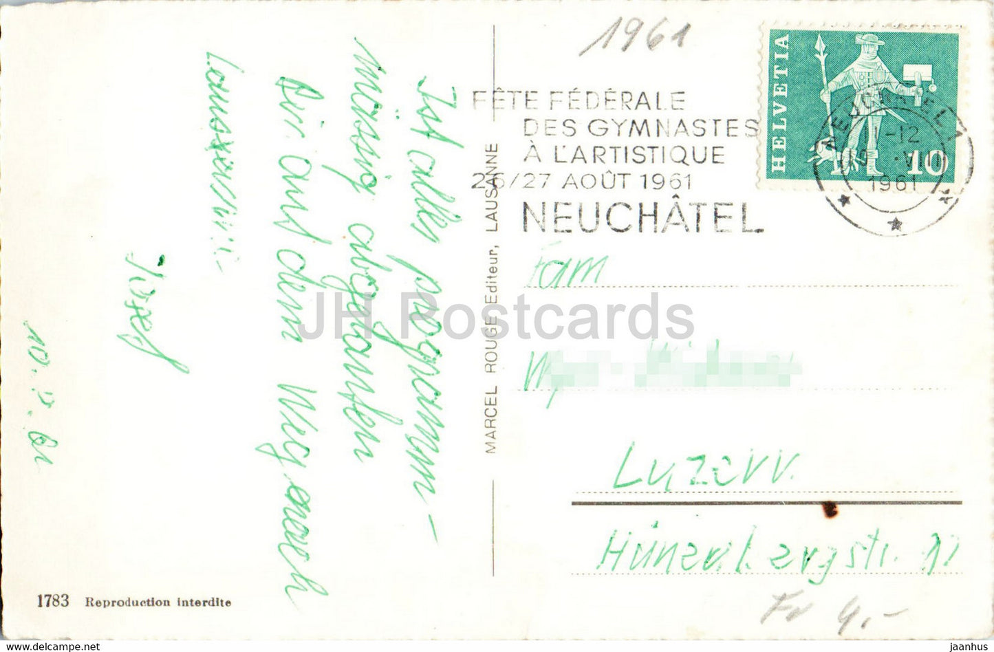 Lac de Neuchatel - Lac de Morat - 1961 - Switzerland - used