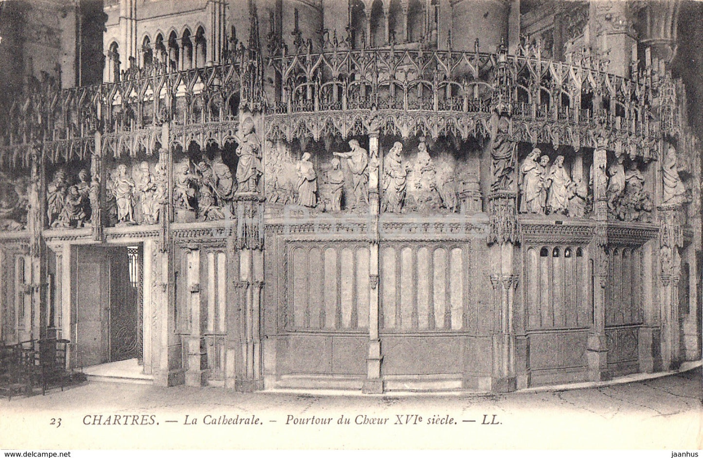 Chartres - La Cathedrale - Pourtour du Choeur - cathedral - 23 - old postcard - France - unused - JH Postcards