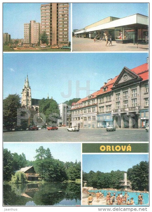 Orlova - Karvina district - swimming pool - architecture - town views - Czechoslovakia - Czech - unused - JH Postcards