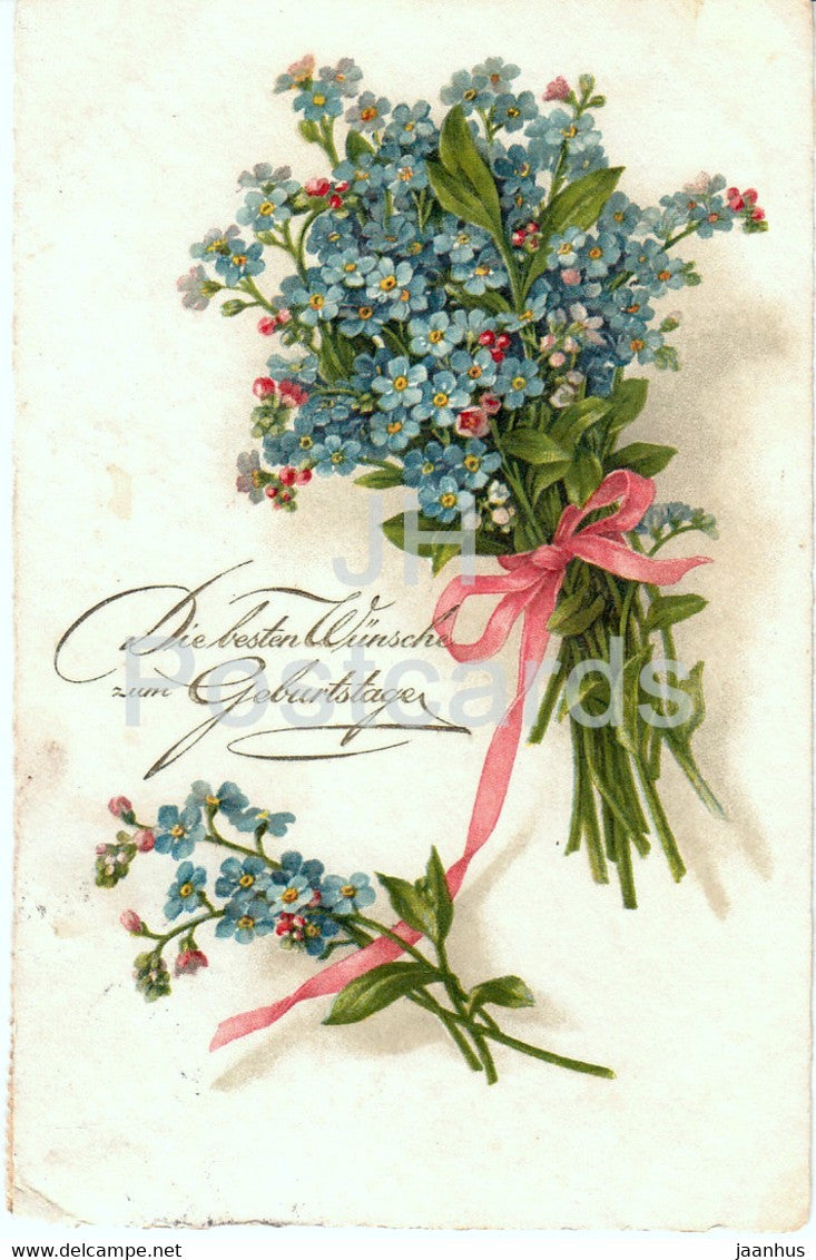 Birthday Greeting Card - Die Besten Gluckwunsche zum Geburtstage - flowers BR 8212 - old postcard - 1929 Germany - used - JH Postcards