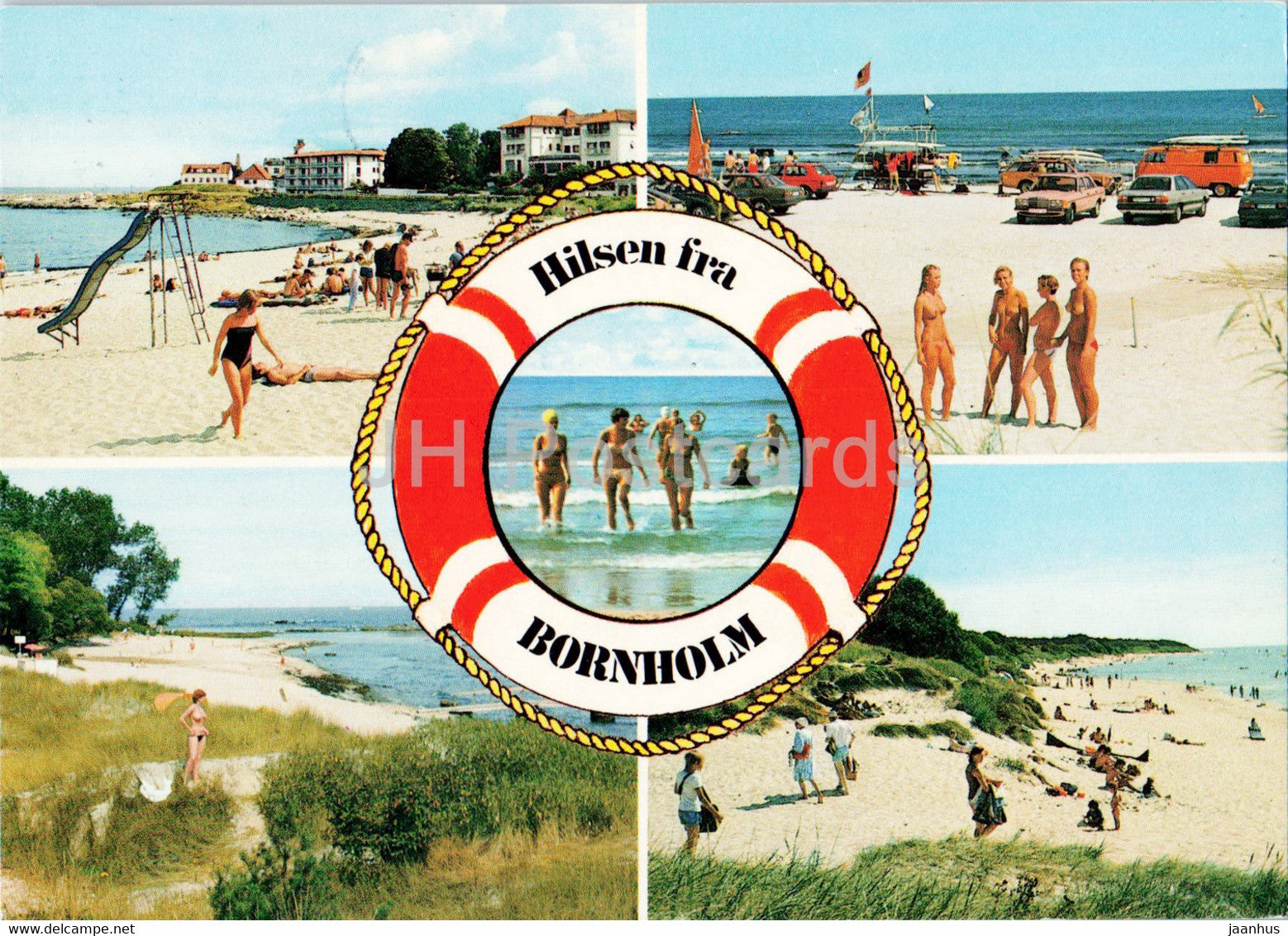 Hilsen fra Bornholm - Balka - Melsted - Somarken - beach - 1985 - Denmark - used - JH Postcards