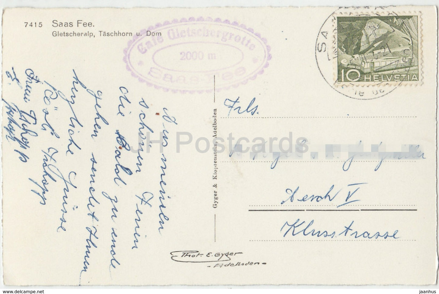 Saas Fee - Gletscheralp - Taschhorn - Dom - 7415 - Switzerland - 1956 - used