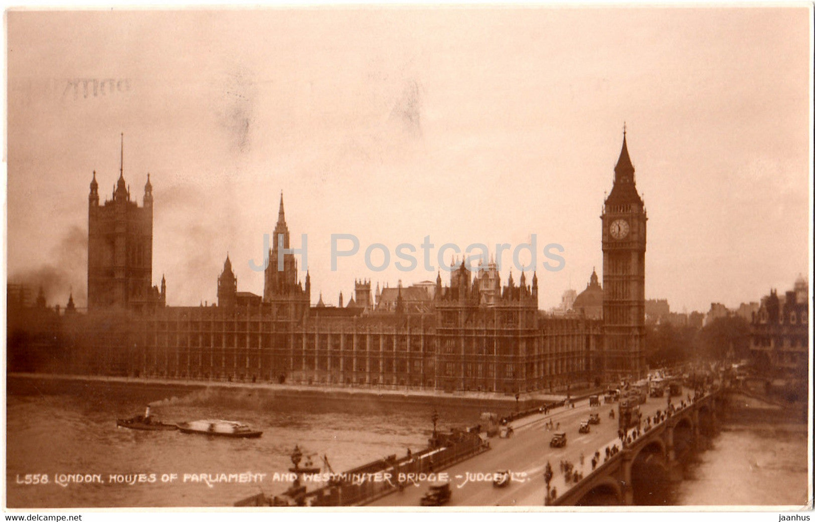 London - The Houses of Parliament and Westminster Bridge - Judges old postcard - 1939 - England - United Kingdom - used - JH Postcards