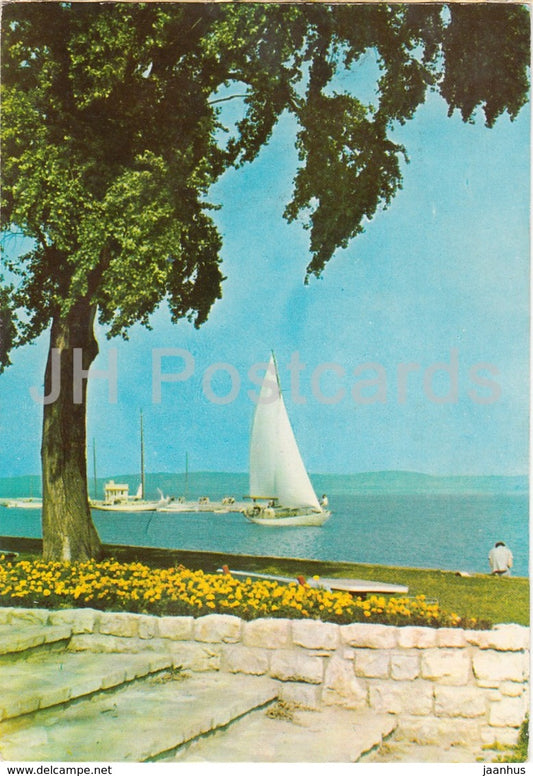 Greetings from the lake Balaton - sailing boat - 1973 - Hungary - used - JH Postcards