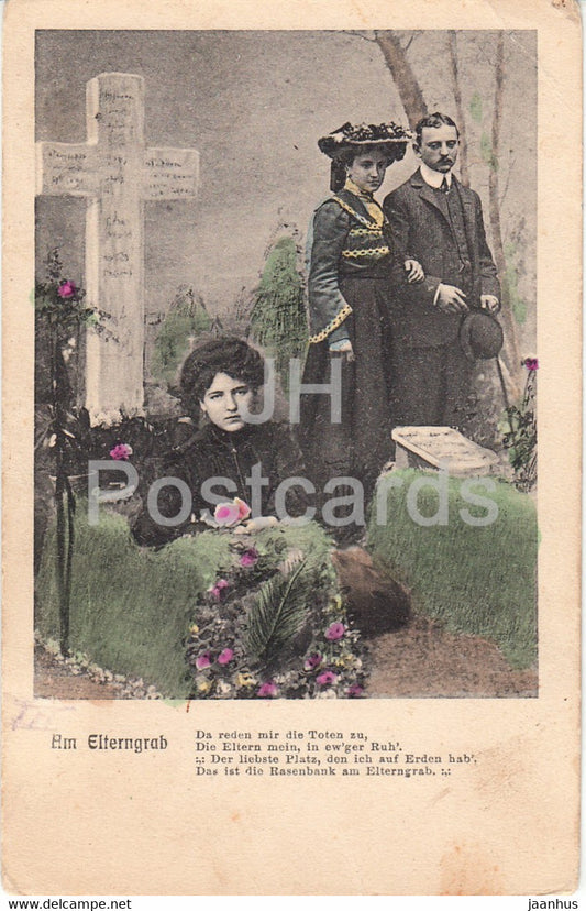 Am Elterngrab - woman - D & C B - 1 - Serie 2145 - old postcard - Germany -  unused - JH Postcards