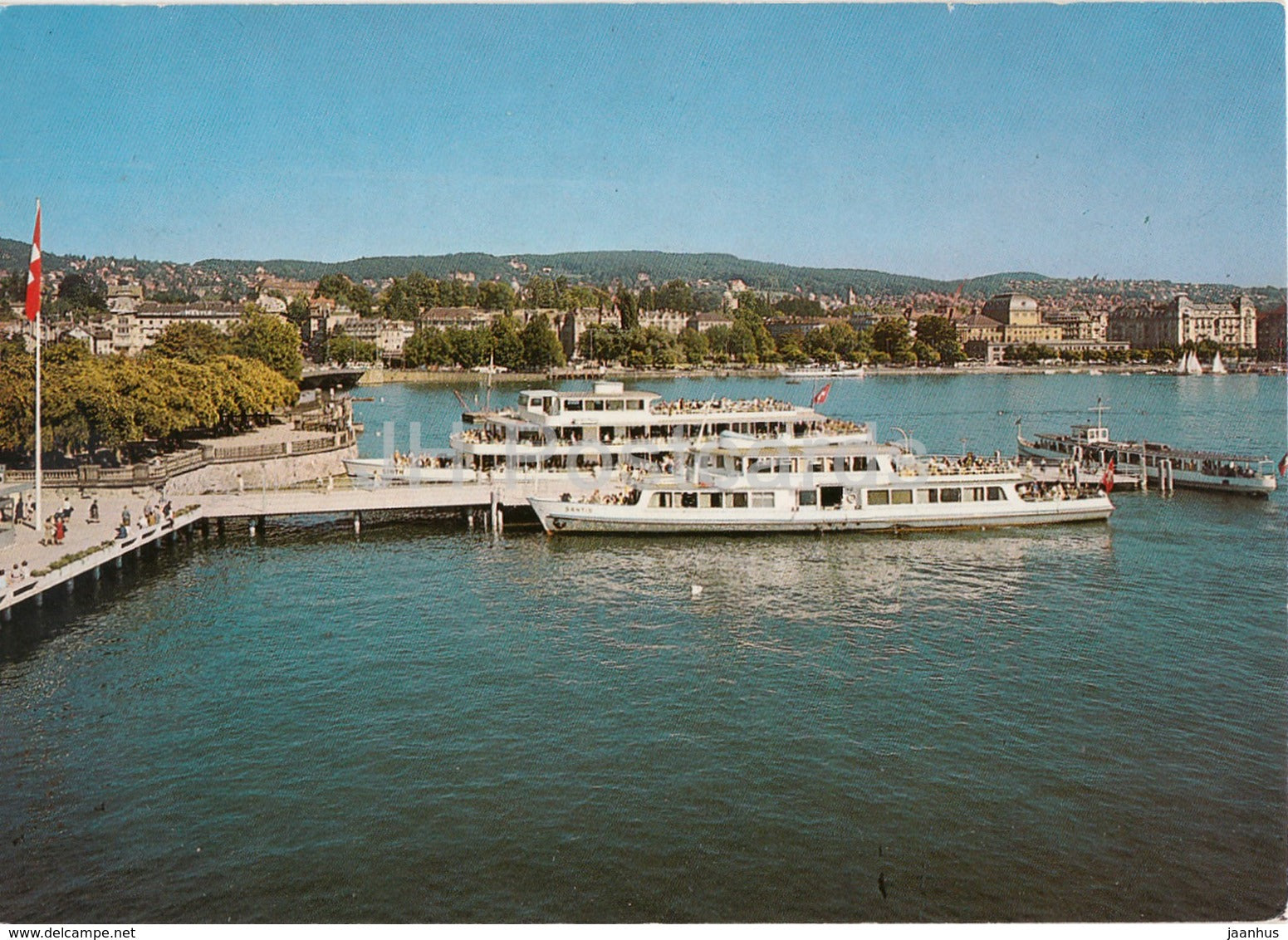 Zurich - Landungssteg Burkliplats - ship - special seal Schiff Limmat - 1989 - Switzerland - used - JH Postcards