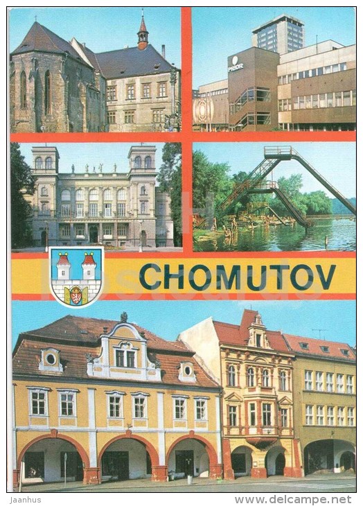 Chomutov - town views - architecture - swimming - Czechoslovakia - Czech - unused - JH Postcards