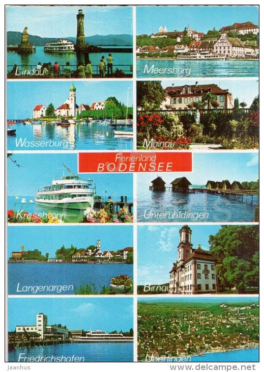 Ferienland Bodensee - Lindau - Meersburg - Wasserburg - Mainau - Kressbonn - Langenargen - Germany - 2001 gelaufen - JH Postcards