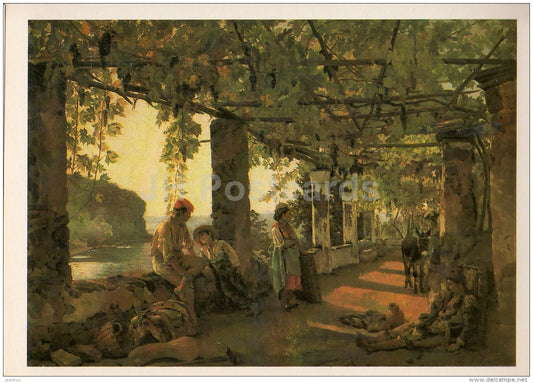 painting by S. Shchedrin - Porch entwined with grapes , 1828 - Russian art - 1984 - Russia USSR - unused - JH Postcards