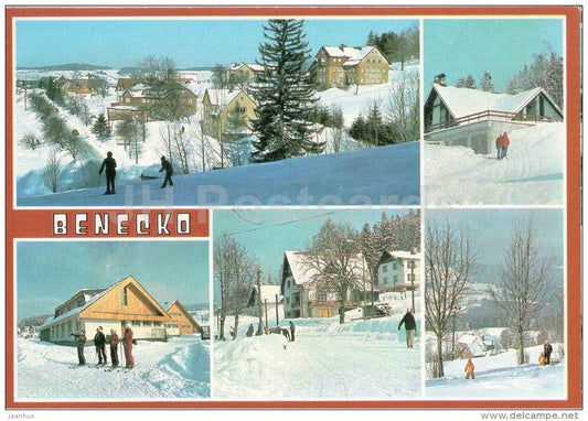 Benecko - ski resort - Czechoslovakia - Czech - unused - JH Postcards