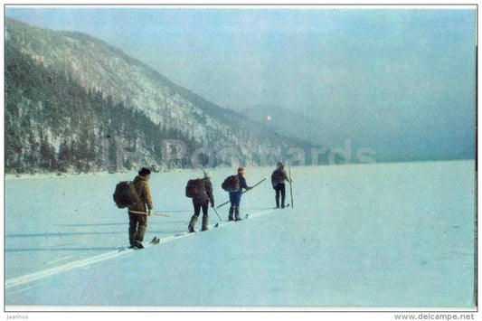 winter - skiing - Lake Teletskoye - Altay - 1972 - Russia USSR - unused - JH Postcards