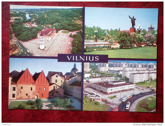 Gediminas Square - Old Town - Lenin monument - Vilnius - 1981 - Lithuania - USSR - unused - JH Postcards