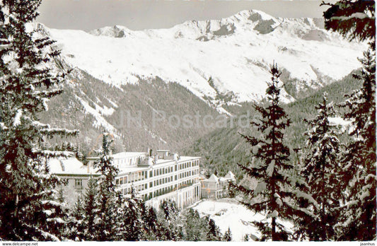 Berghotel Schatzalp Davos gegen Pischahorn - hotel - old postcard - 1957 - Switzerland - used - JH Postcards