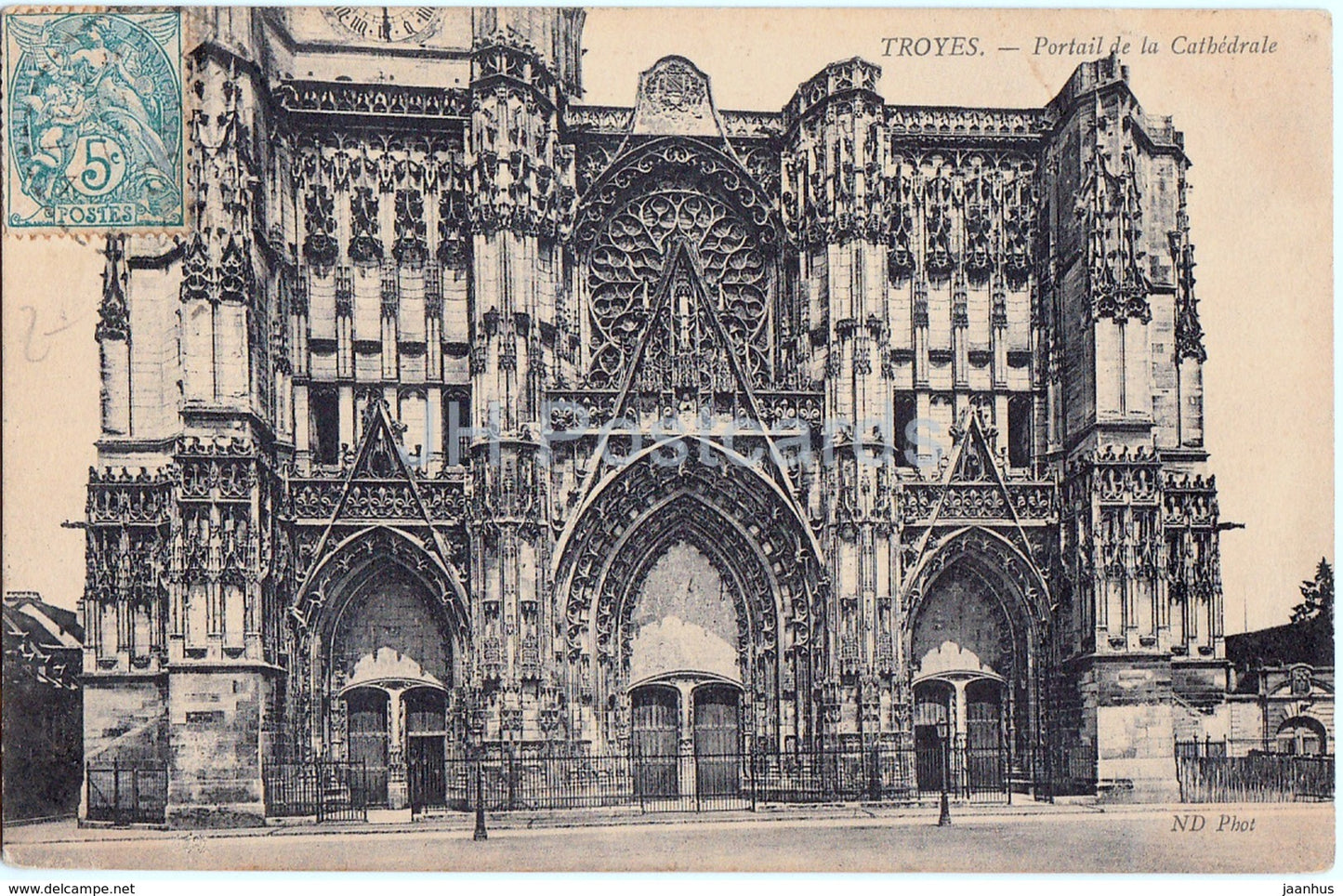 Troyes - Portail de la Cathedrale - cathedral - old postcard - France - used - JH Postcards