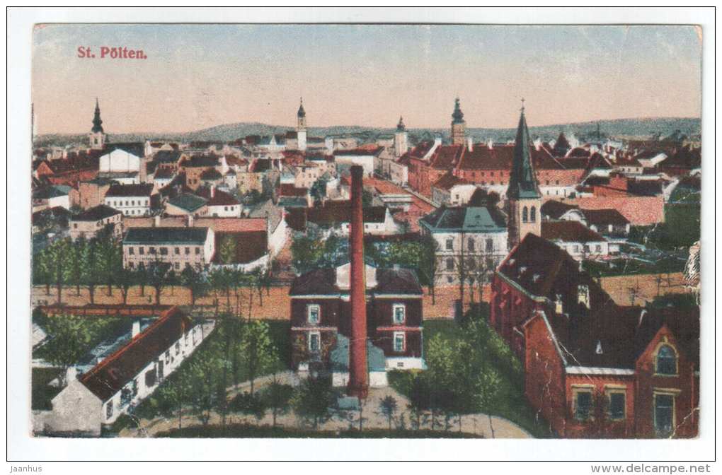 General View - St. Pölten - Austria - Österreich - old postcard - sent to Estonia 1920 - used - JH Postcards