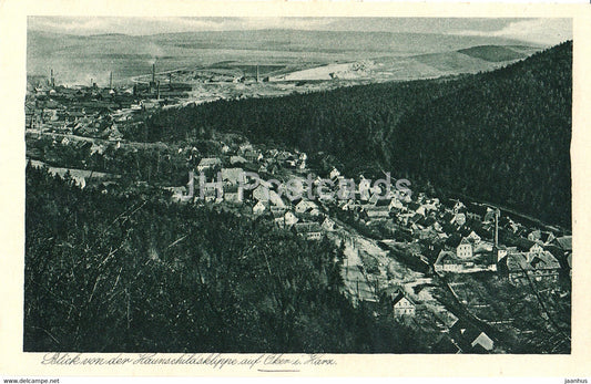 Blick von der Haunschildsklippe auf Oker i Harz - 21942 - old postcard - Germany - unused - JH Postcards