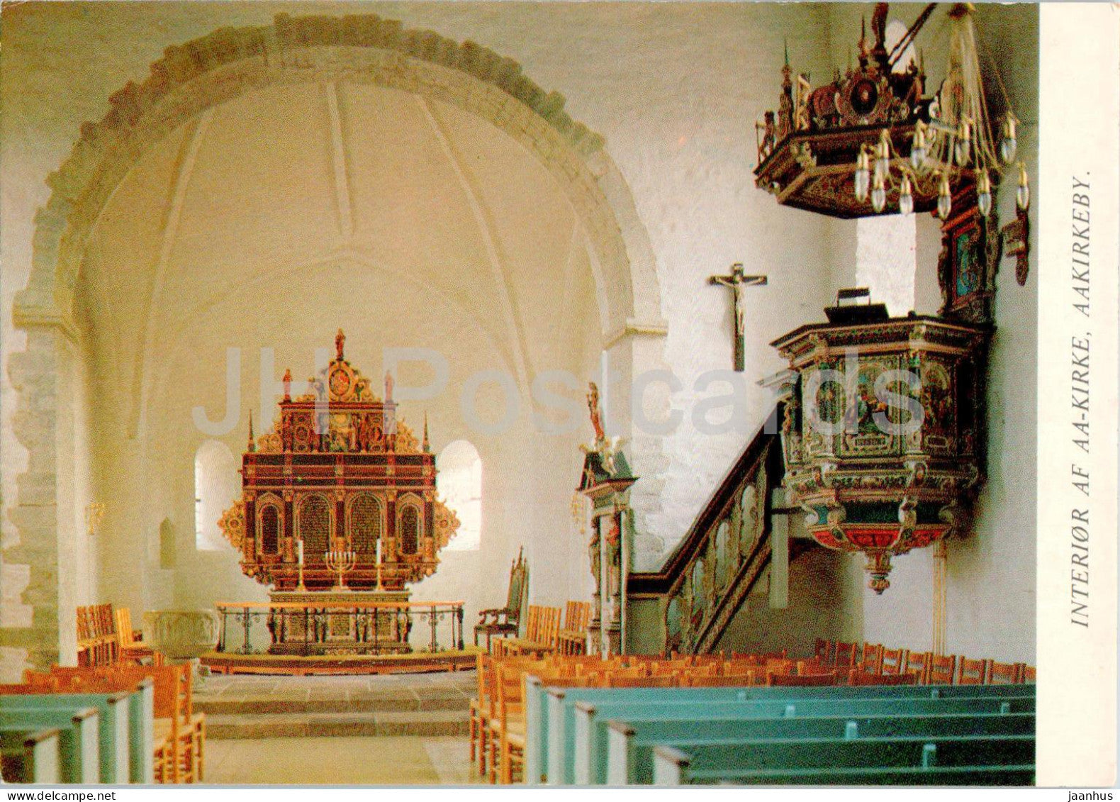 Bornholm - Aa kirke - interior - Aakirkeby - church - 1686 - Denmark - unused - JH Postcards