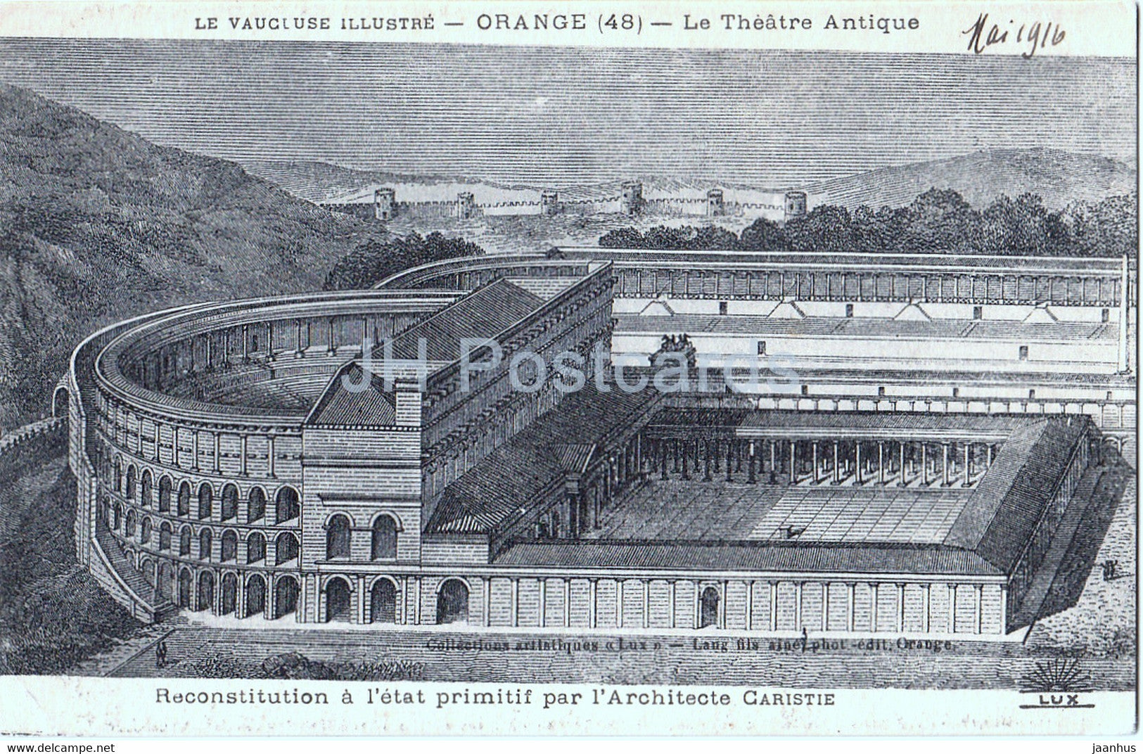 Orange - Le Theatre Antique - La Vaucluse Illustre - illustration - old postcard - 1916 - France - used - JH Postcards