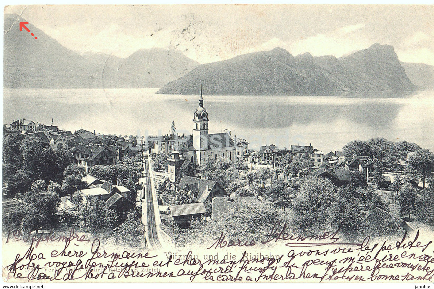 Vitznau und die Rigibahn - 450 - old postcard - 1903 - Switzerland - used - JH Postcards