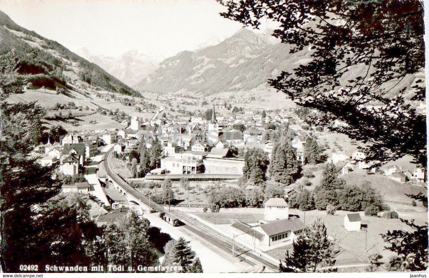 Schwanden mit Todi u Gemsfayren - 02492 - old postcard - 1956 - Switzerland - used - JH Postcards