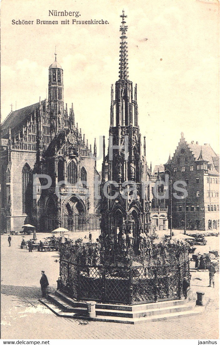 Nurnberg - Schoner Brunnen mit Frauenkirche - Nuremberg - 8782 - old postcard - Germany - unused - JH Postcards