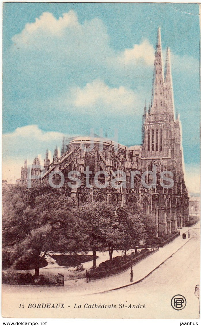 Bordeaux - La Cathedrale St Andre - cathedrale - 15 - 1924 - old postcard - France - used - JH Postcards