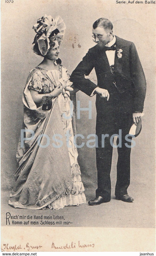 Reich mir die Hand mein Leben - couple - woman and man - 1079 - Auf dem Balle - 1903 - Germany - used - JH Postcards