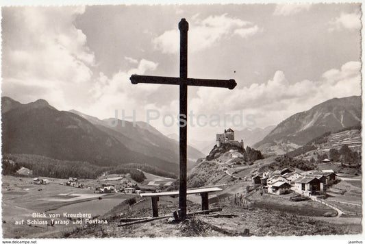 Blick vom Kreuzberg auf Schloss Tarasp und Fontana - castle - 8387 - Switzerland - old postcard - unused - JH Postcards