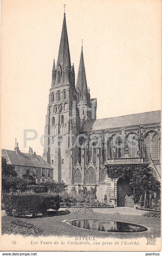 Bayeux - Les Tours de la Cathedrale - vue prise de l'Eveche - cathedral - 56 - old postcard  - France - unused