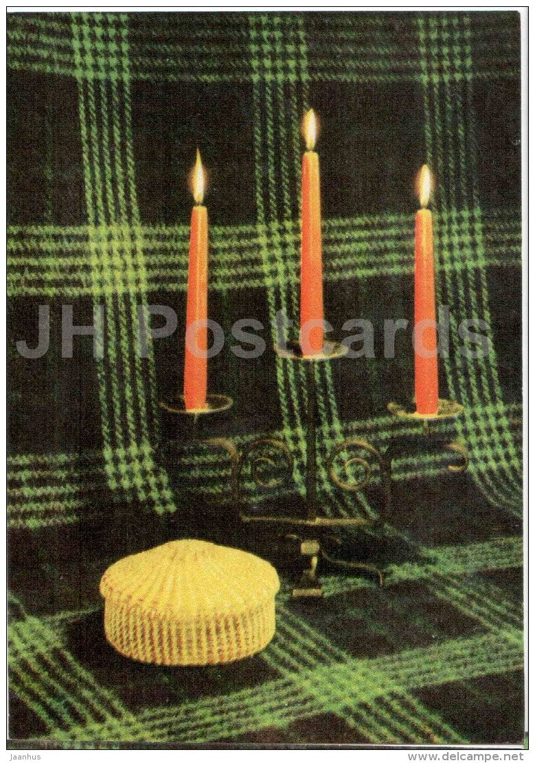 New Year Greeting Card - candles - 2 - 1969 - Estonia USSR - used - JH Postcards