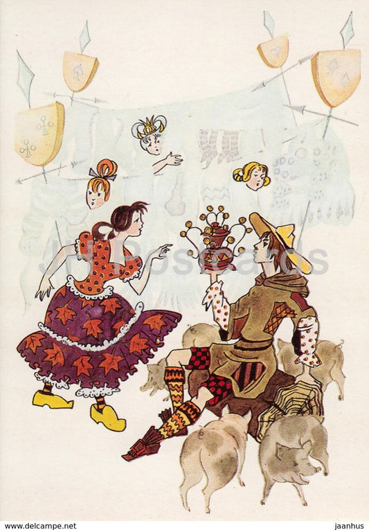 Fairy Tale by Hans Christian Andersen - The Swineherd -  pig - 1978 - Russia USSR - unused - JH Postcards